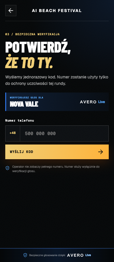 Ekran głosowania AVERO Live